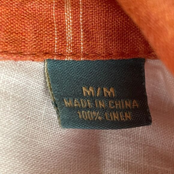 Tommy Bahama Relax Linen Button Up Shirt Men's Medium Orange Check Island Preppy - Picture 6 of 16